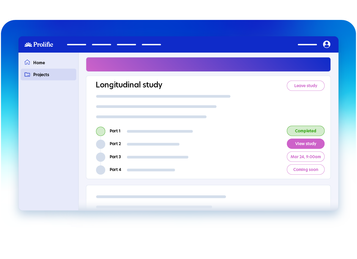 Participants can see the full study schedule